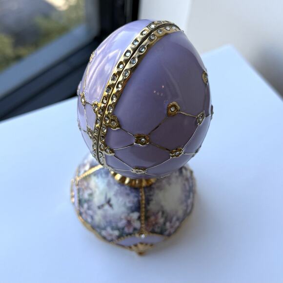 Ardleigh Elliott Porcelain Egg Music Box Amethyst Vision by Lena Liu Hummingbird - Picture 12 of 12